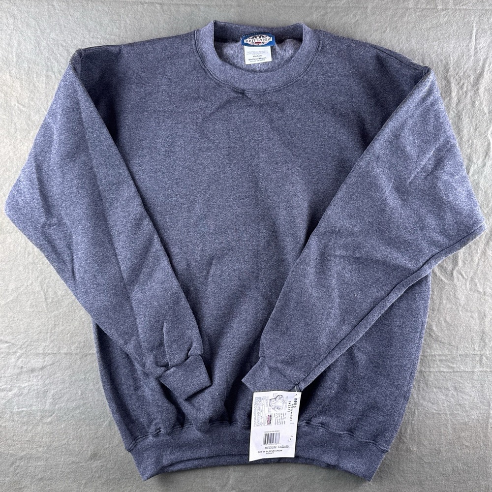 Vintage 90s Britannia Blank Crewneck Sweatshirt Gray Medium NWT